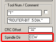 Spindle direction Counter-Clockwise