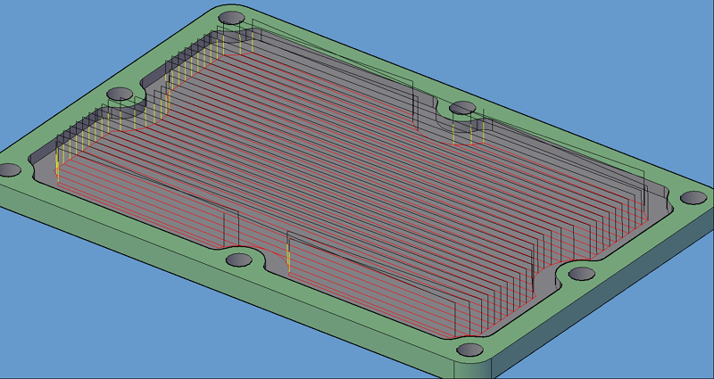 Linear Pocket Unidirectional tool path.