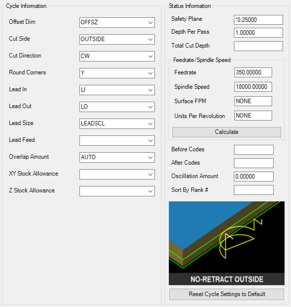 No-Retract-Outside cycle parameters