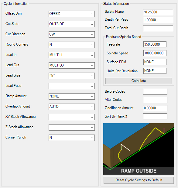 Ramp-Outside cycle parameters