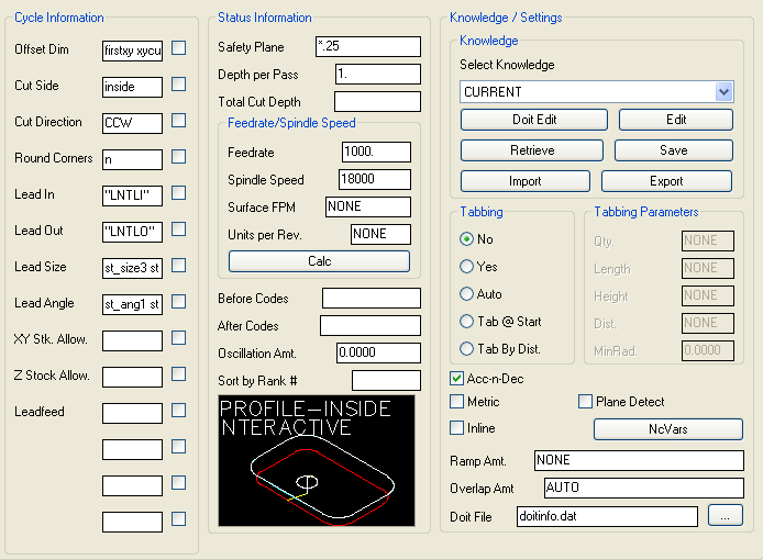 Profile-Inside-Interactive parameters.