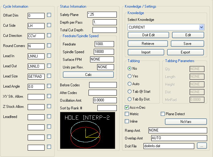 Hole-Interpolation 2 parameters.