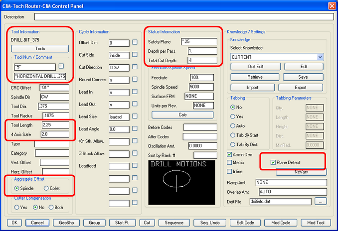 Combination of Spindle and Collet offsets