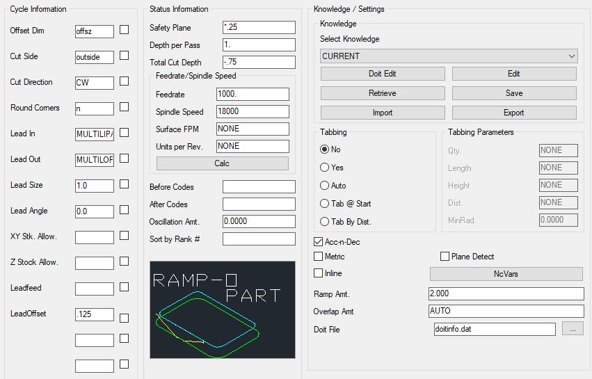 Ramp-Outside Partial Cycle Parameters