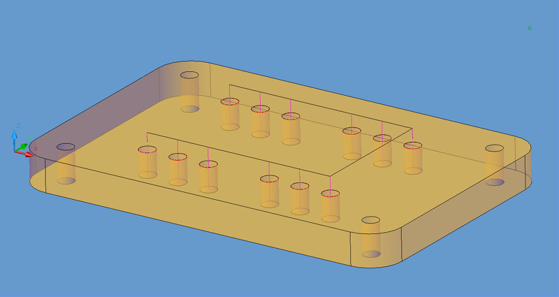 Holes drilled with Canned Cycles.