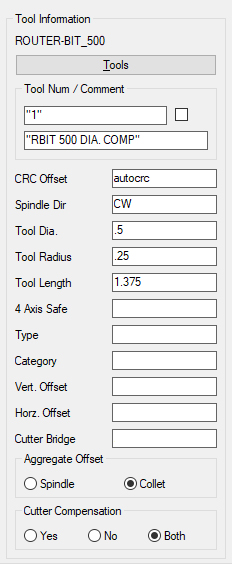 Tool properties