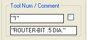 Tool number and comment