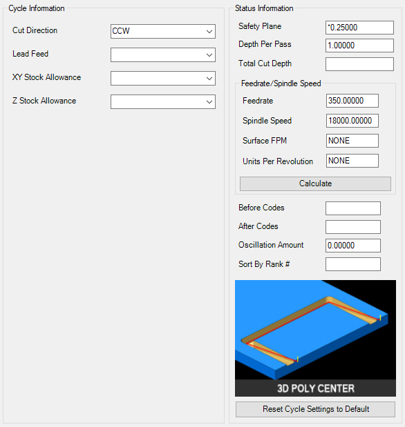 3D Poly-Center-Line Parameters