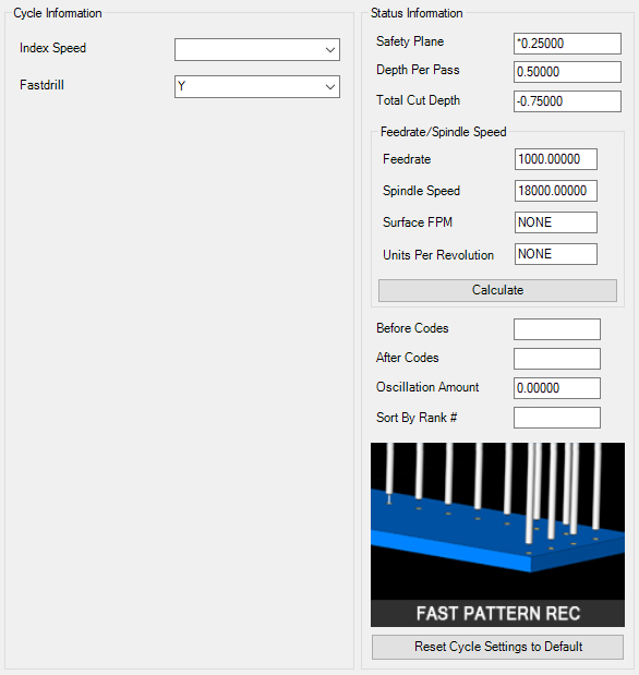 Fast Pattern Recognition Parameters