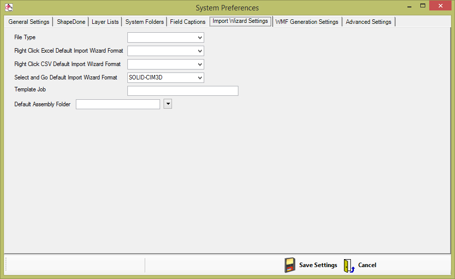 Import Wizard Settings