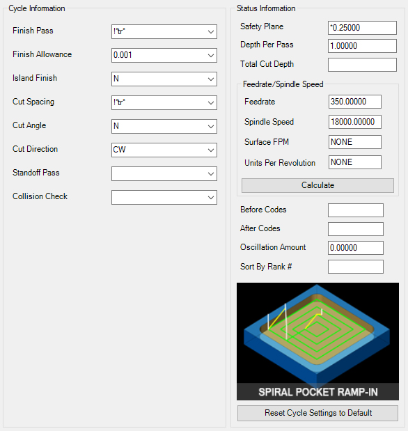 Spiral-Pocket-Ramp parameters.