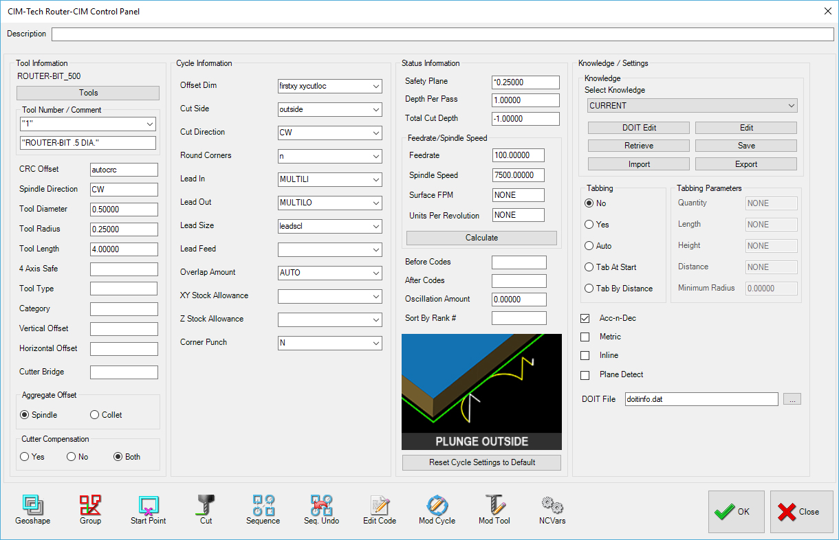 Default Tool Settings