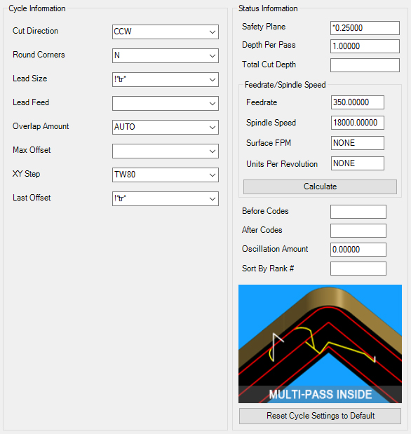 Multi-Pass Inside cycle parameters