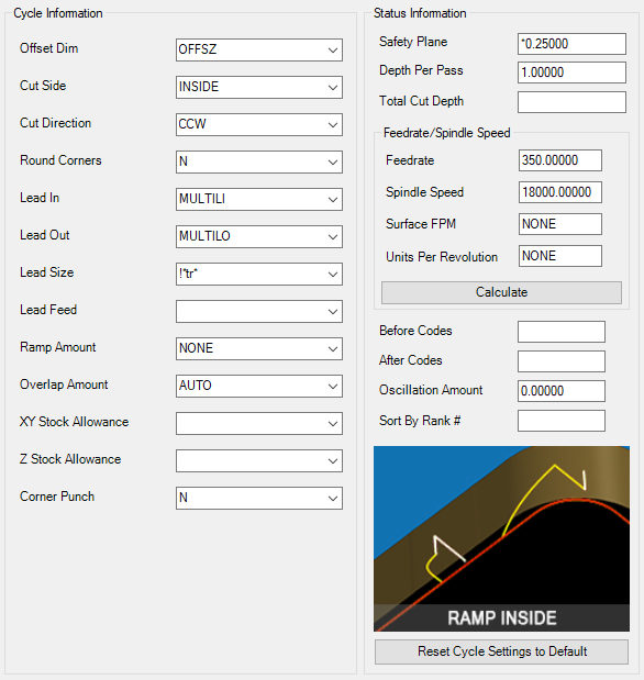 Ramp-Outside cycle parameters