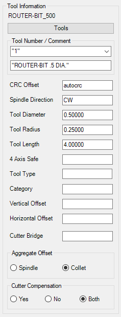 Tool properties