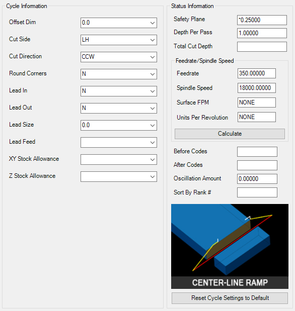 Center-Line Ramp parameters.