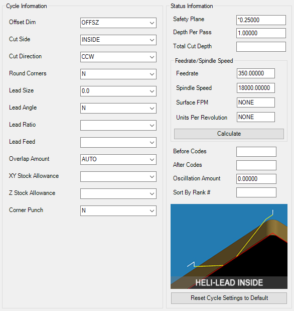 Heli-Lead-Inside cycle parameters