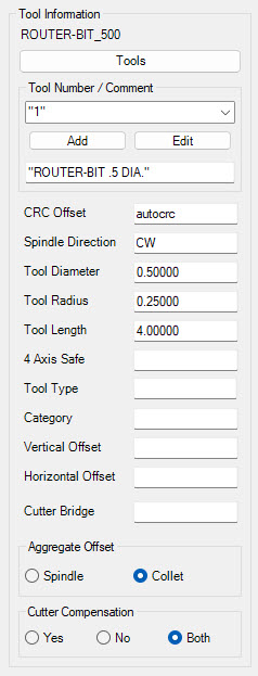 Tool properties